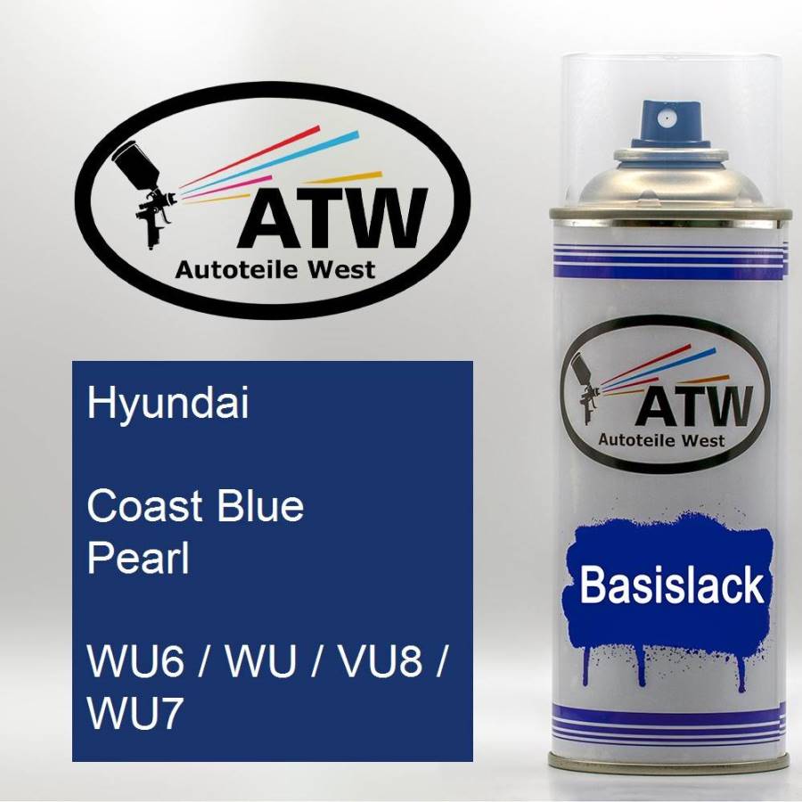 Hyundai, Coast Blue Pearl, WU6 / WU / VU8 / WU7: 400ml Sprühdose, von ATW Autoteile West.